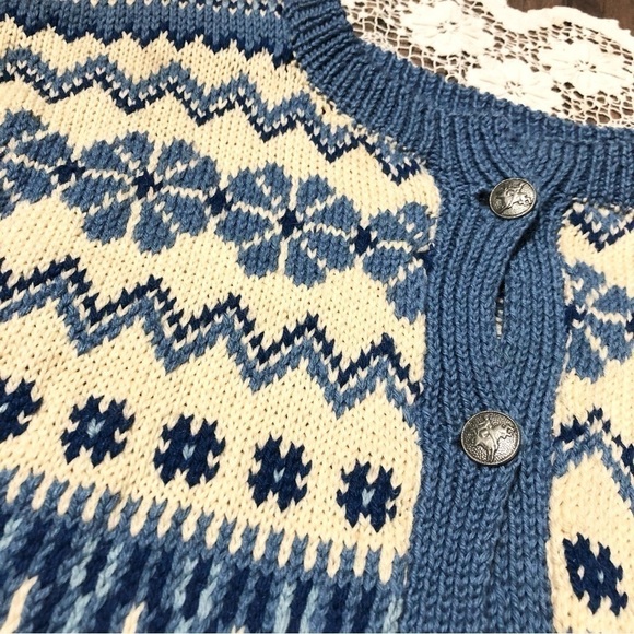 Vintage wool Nordic cardigan sweater Dale of Norway style - Picture 2 of 6